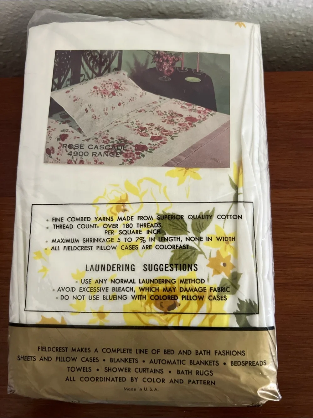 Fieldcrest White Full Flat Sheet Set with Pillowcases, Yellow Floral Print